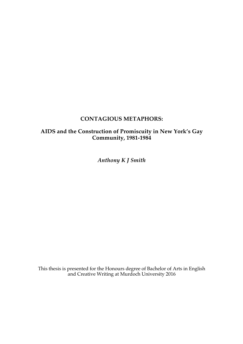 Pdf Contagious Metaphors Aids And The Construction Of Promiscuity In New York S Gay Community