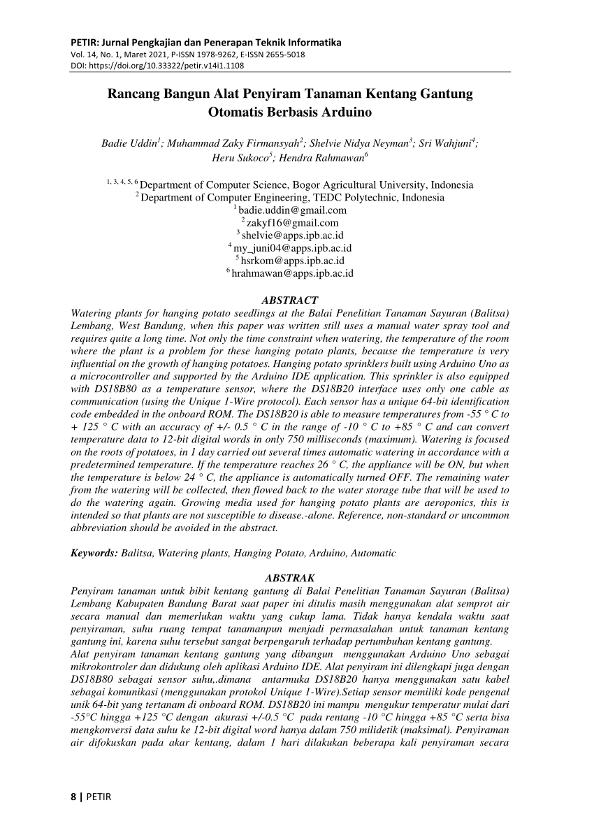 (PDF) PETIR: Jurnal Pengkajian dan Penerapan Teknik Informatika 8