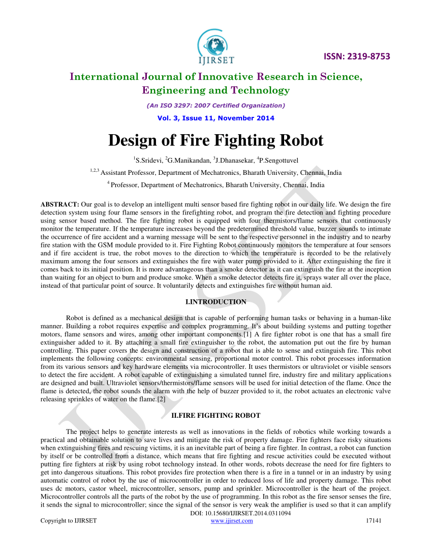 literature review of fire fighting robot