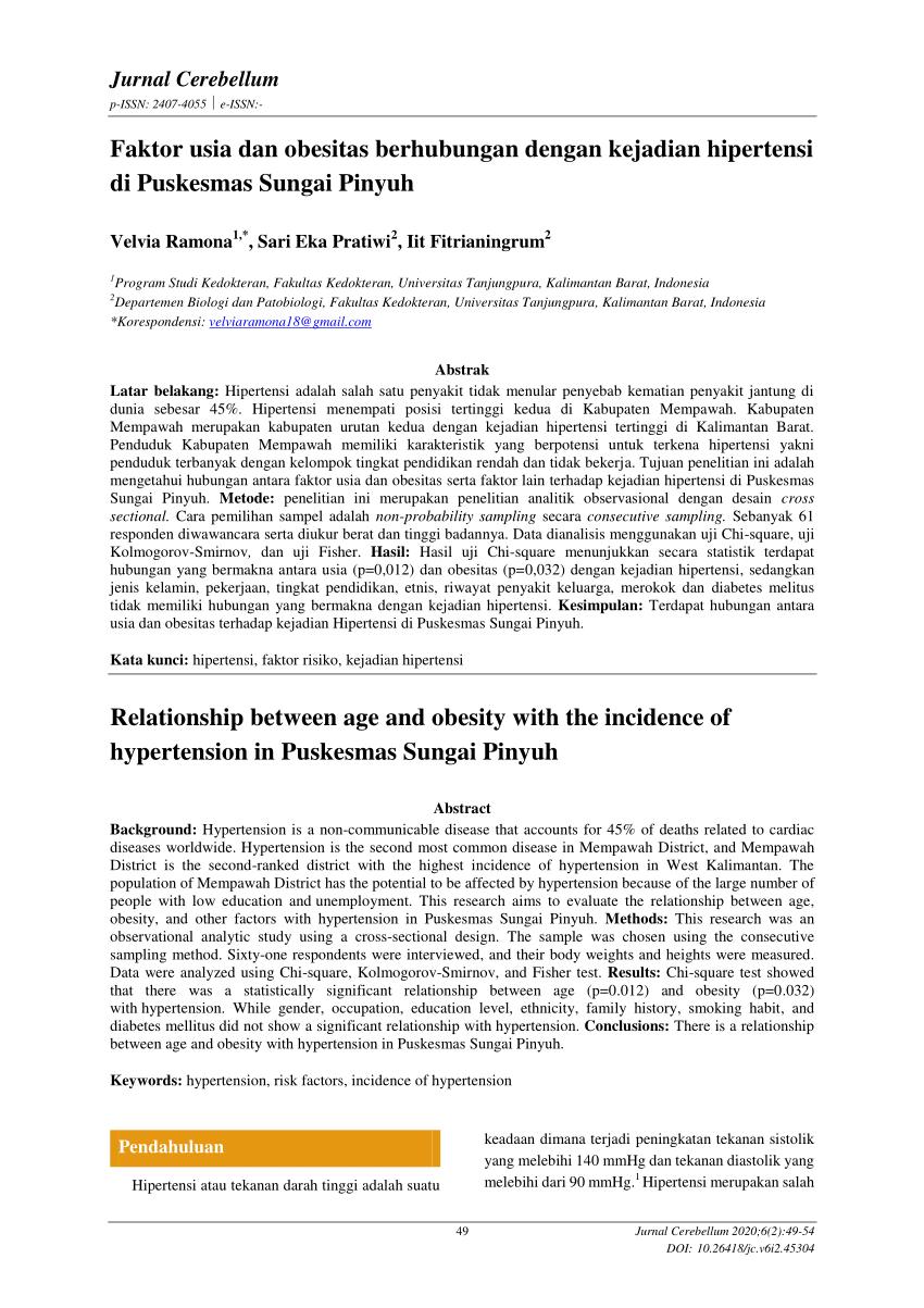 PDF) Faktor usia dan obesitas berhubungan dengan kejadian 