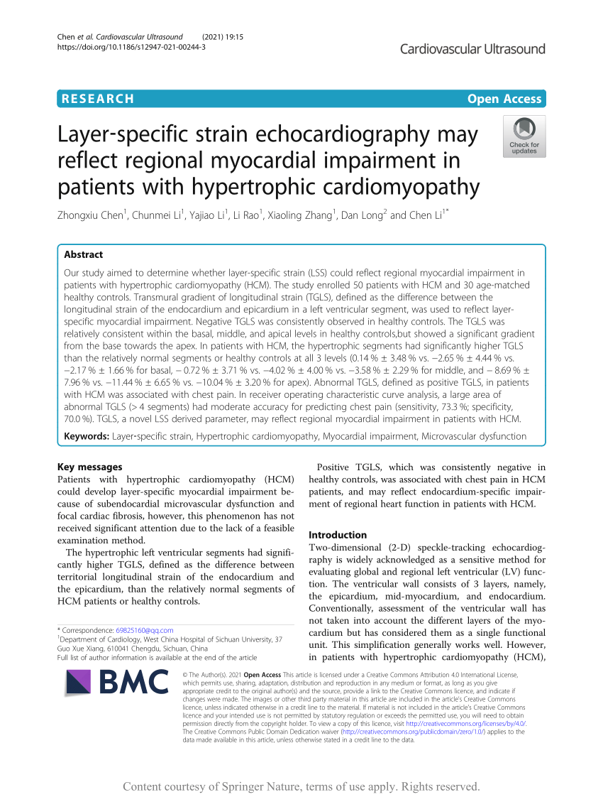 Layer‐specific strain echocardiography may reflect regional