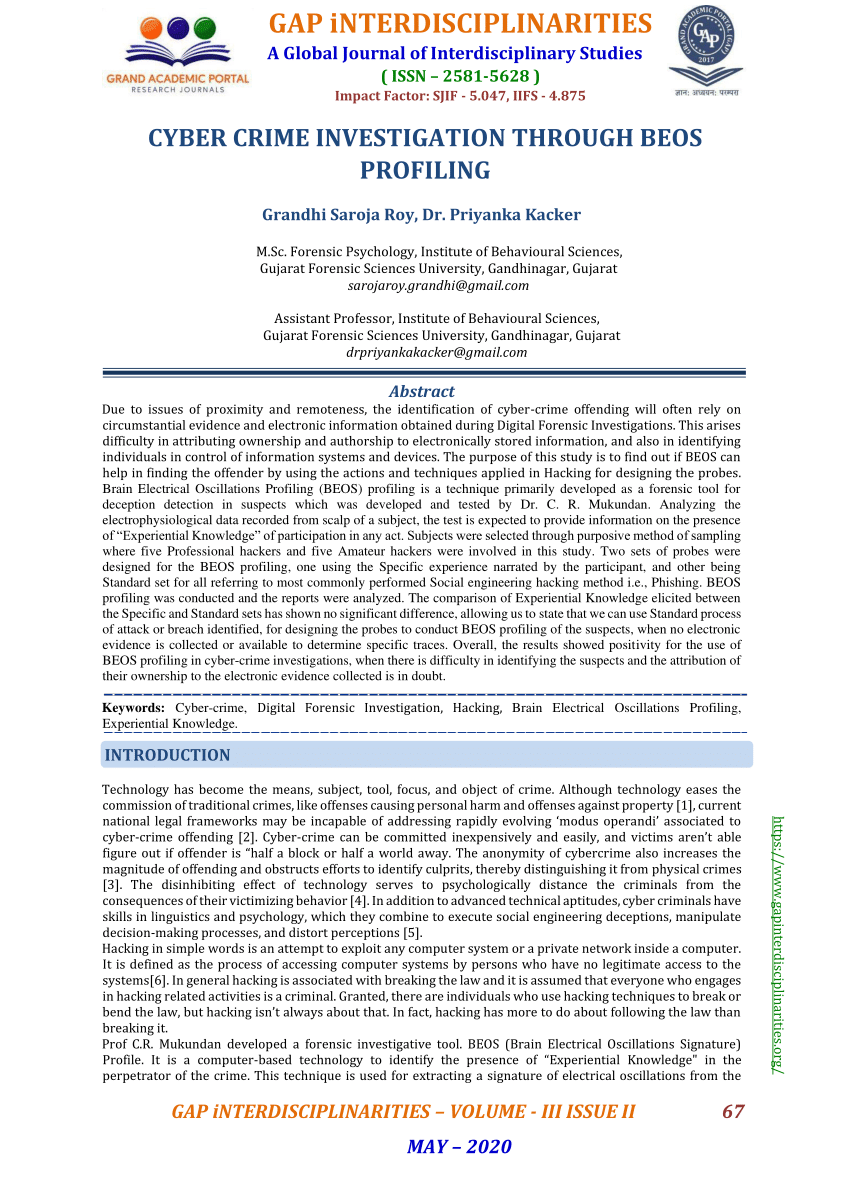 proposed methodology for cyber criminal profiling