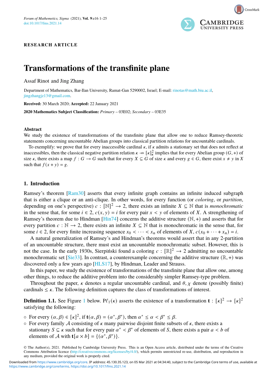 Pdf Transformations Of The Transfinite Plane