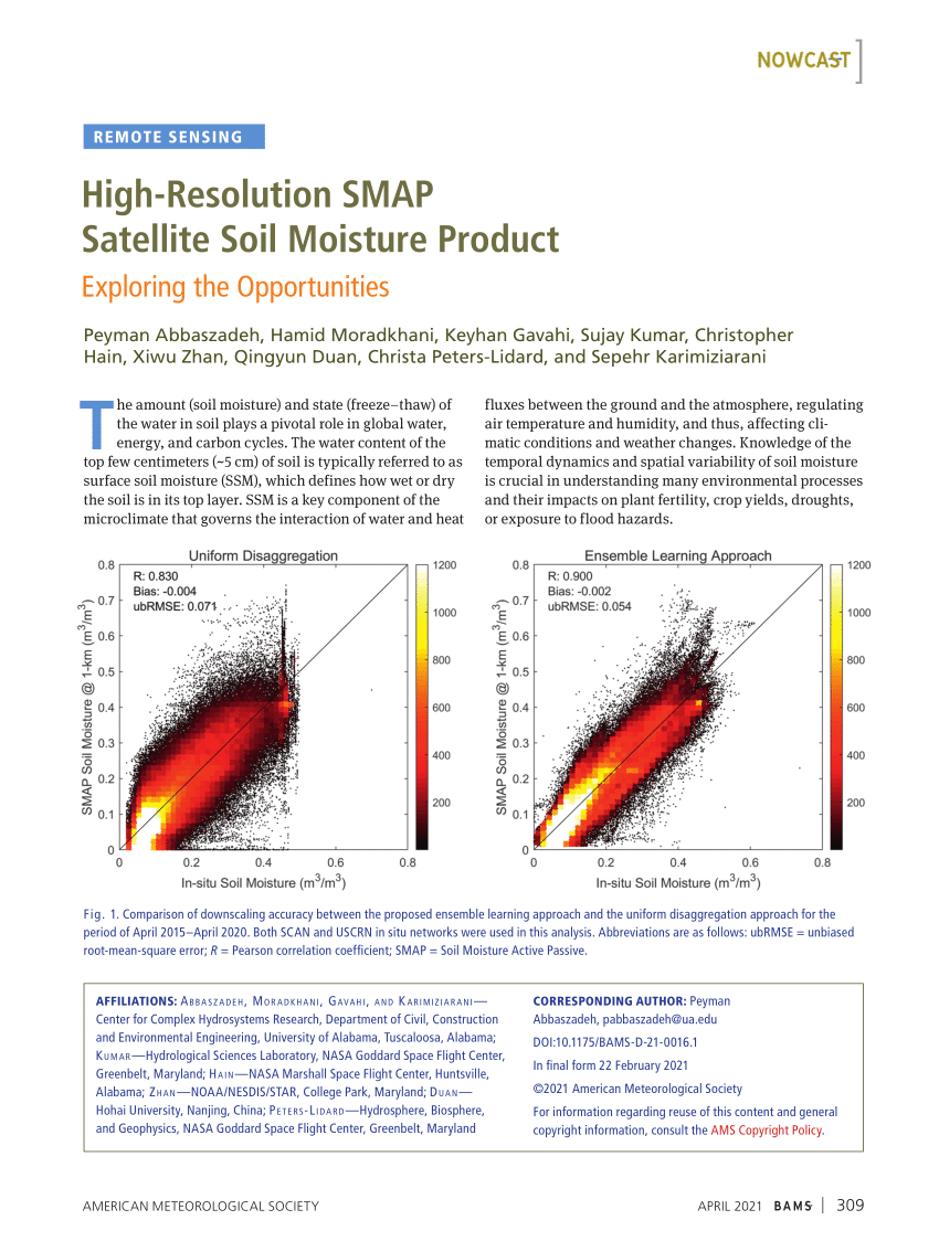 Pdf High Resolution Smap Satellite Soil Moisture Product Exploring The Opportunities