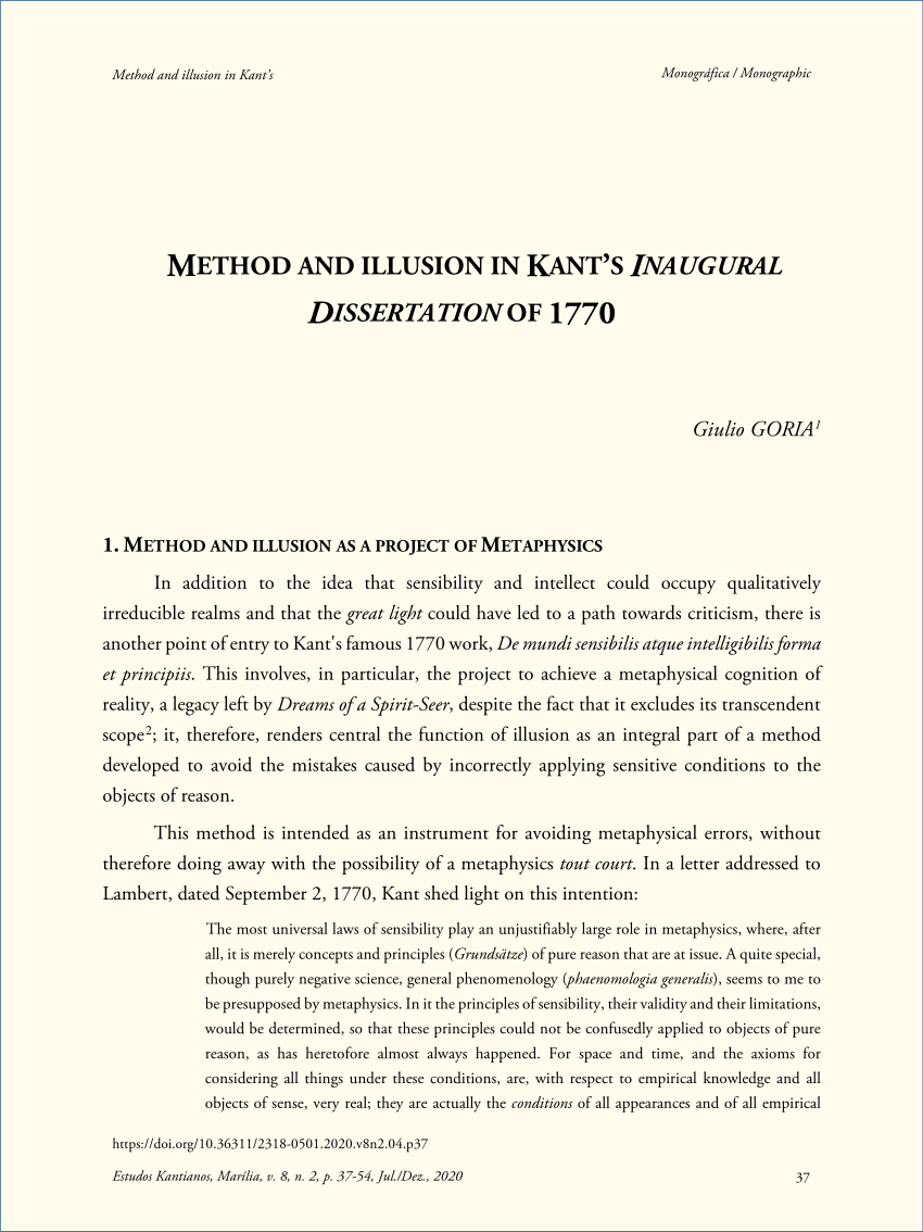 dissertation de 1770 kant