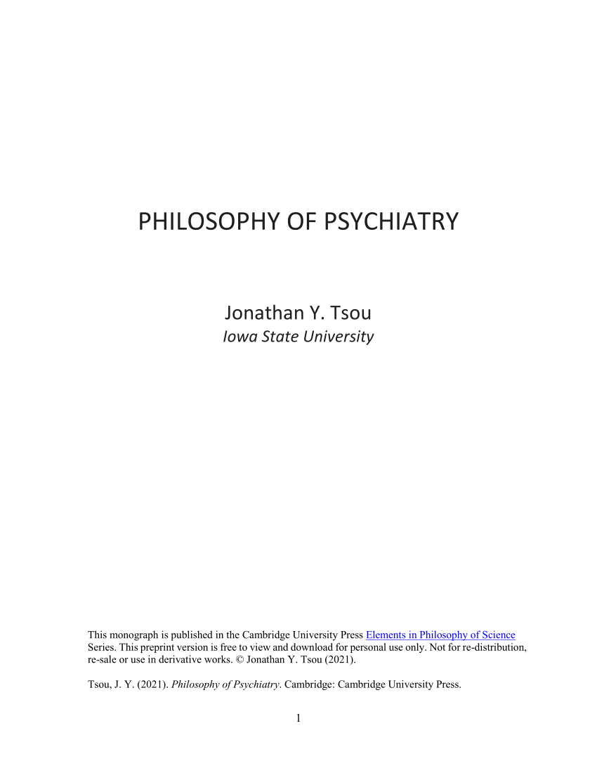 PDF) PHILOSOPHY OF PSYCHIATRY
