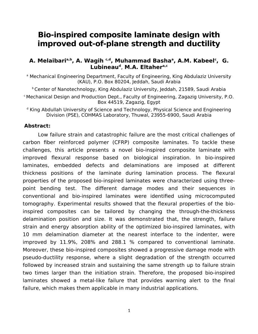 PDF) Bio-inspired composite laminate design with improved out-of-plane  strength and ductility