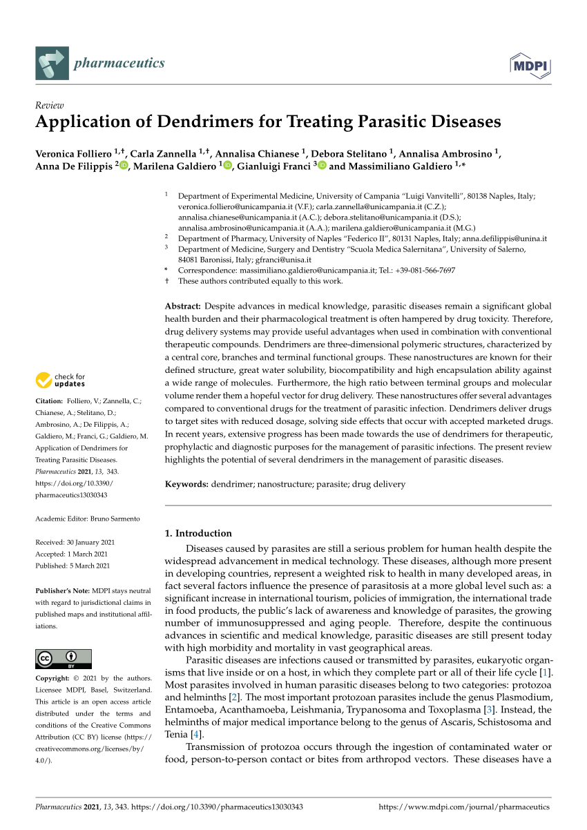 Pdf Application Of Dendrimers For Treating Parasitic Diseases