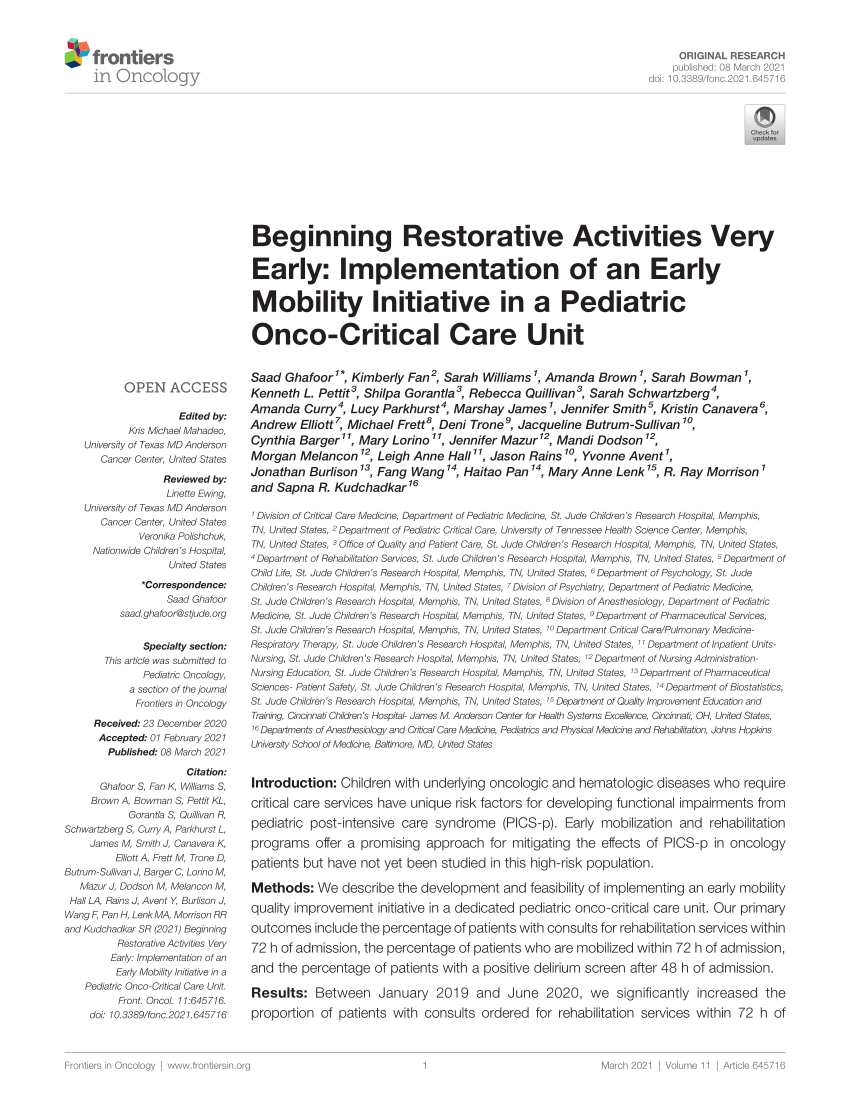 (PDF) Beginning Restorative Activities Very Early Implementation of an