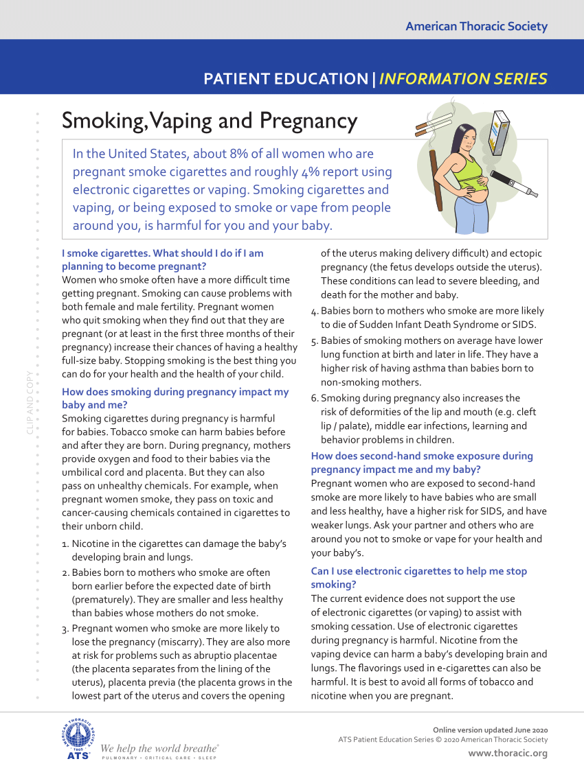 PDF Smoking Vaping and Pregnancy. American Thoracic Society s