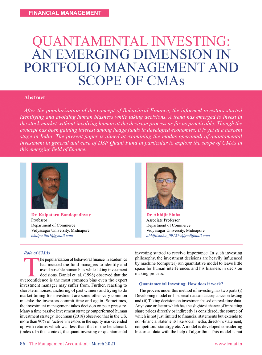 (PDF) QUANTAMENTAL INVESTING AN EMERGING DIMENSION IN PORTFOLIO