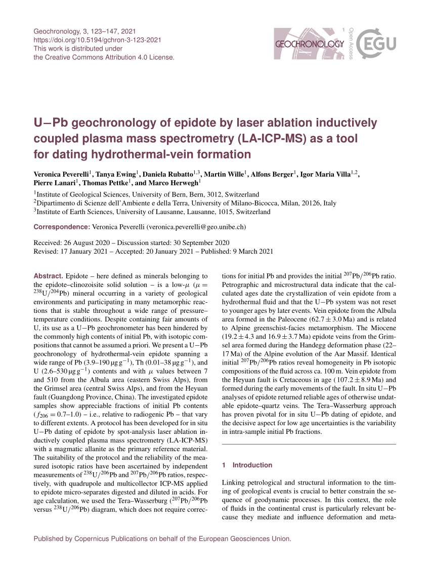 PDF) U Pb geochronology of epidote by laser ablation inductively ...
