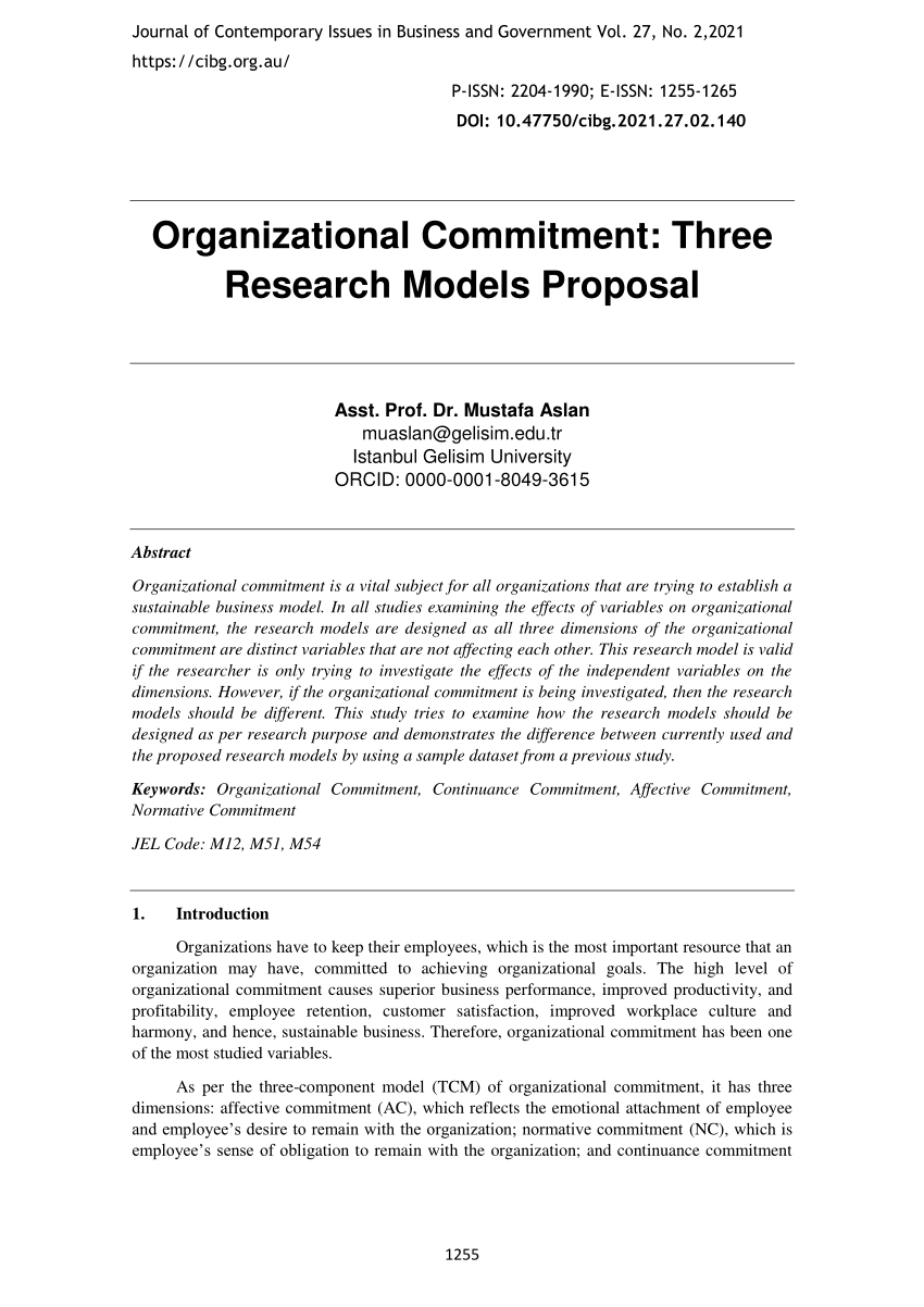 organizational commitment research articles