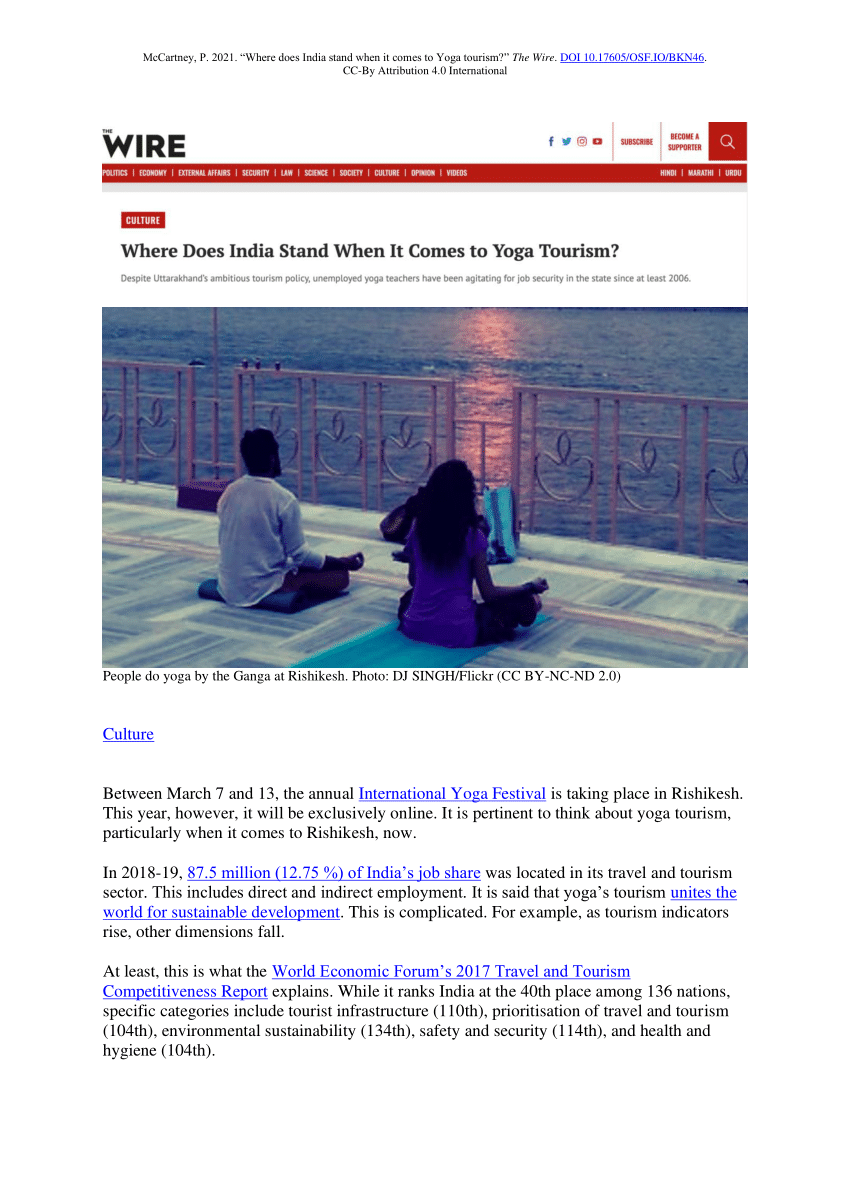 yoga tourism in india pdf