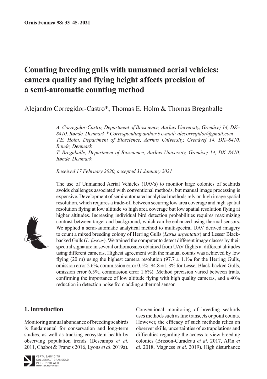 Pdf Counting Breeding Gulls With Unmanned Aerial Vehicles Camera Quality And Flying Height Affects Precision Of A Semi-automatic Counting Method