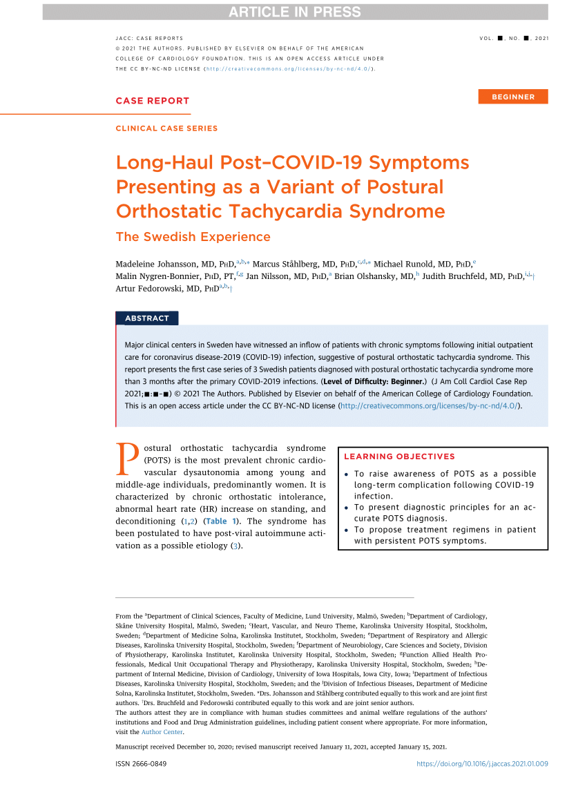 Postural Orthostatic Tachycardia Syndrome: JACC Focus Seminar