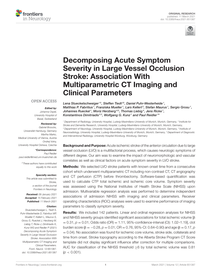 (PDF) Decomposing Acute Symptom Severity in Large Vessel Occlusion ...