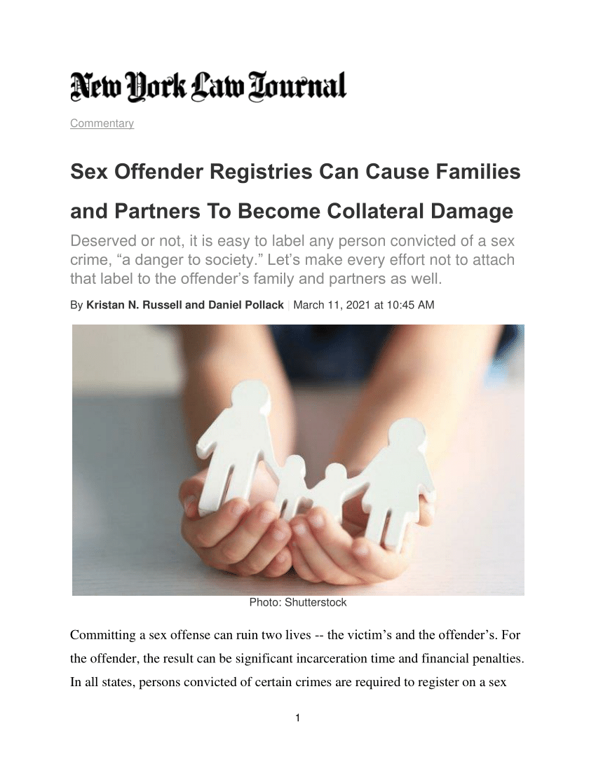 PDF) Sex Offender Registries Can Cause Families and Partners To Become  Collateral Damage