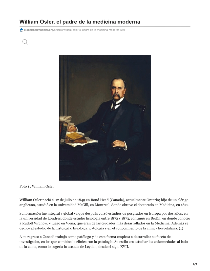 PDF) William Osler, el padre de la medicina moderna