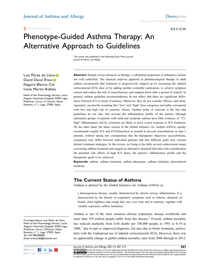 PDF) Phenotype-Guided Asthma Therapy: An Alternative Approach to ...