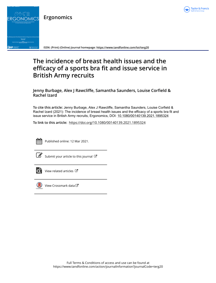 PDF) The incidence of breast health issues and the efficacy of a sports bra  fit and issue service in British Army recruits