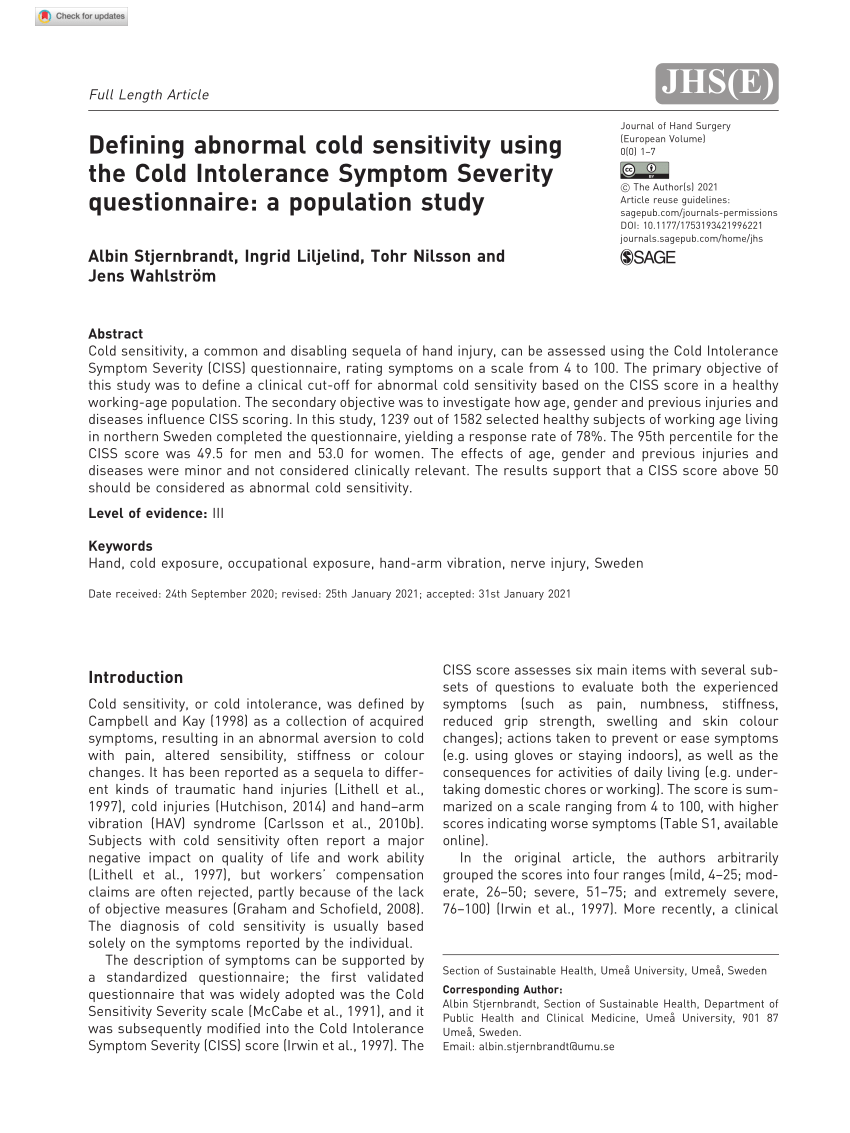 [PDF] Defining abnormal cold sensitivity using the Cold Intolerance