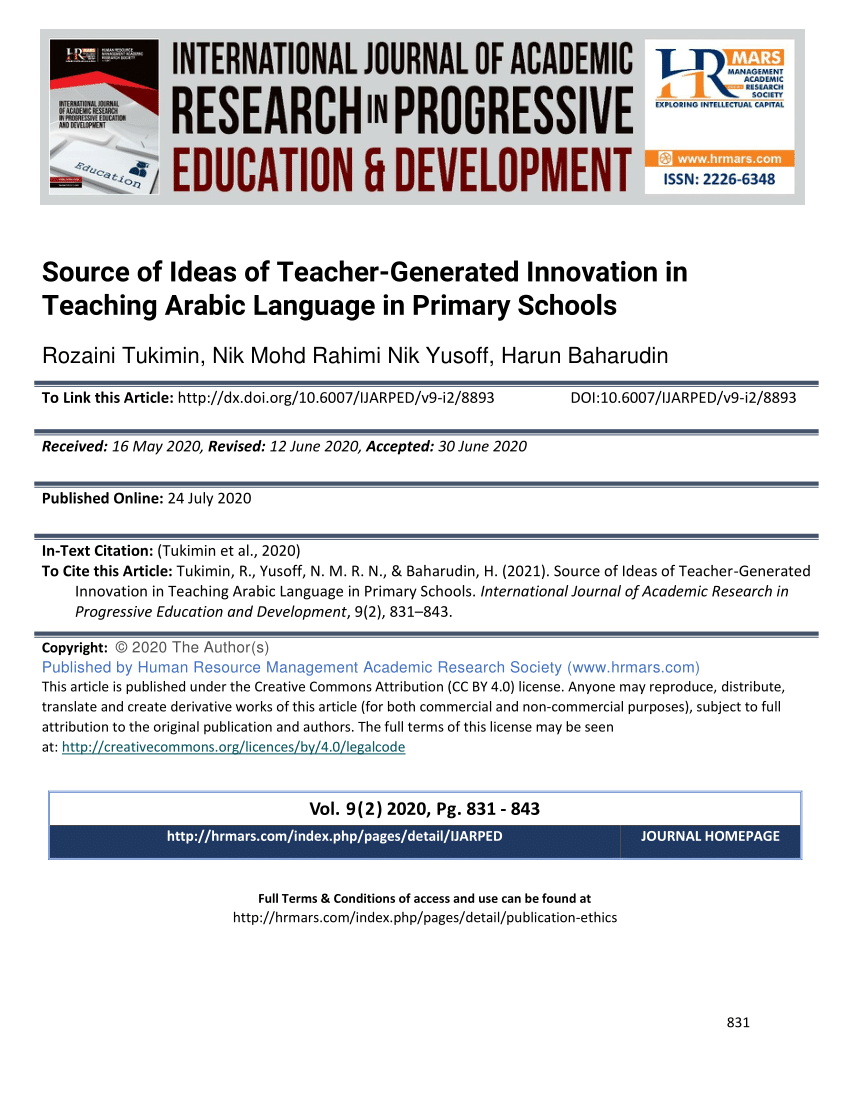 PDF) Source of Ideas of Teacher-Generated Innovation in Teaching ...