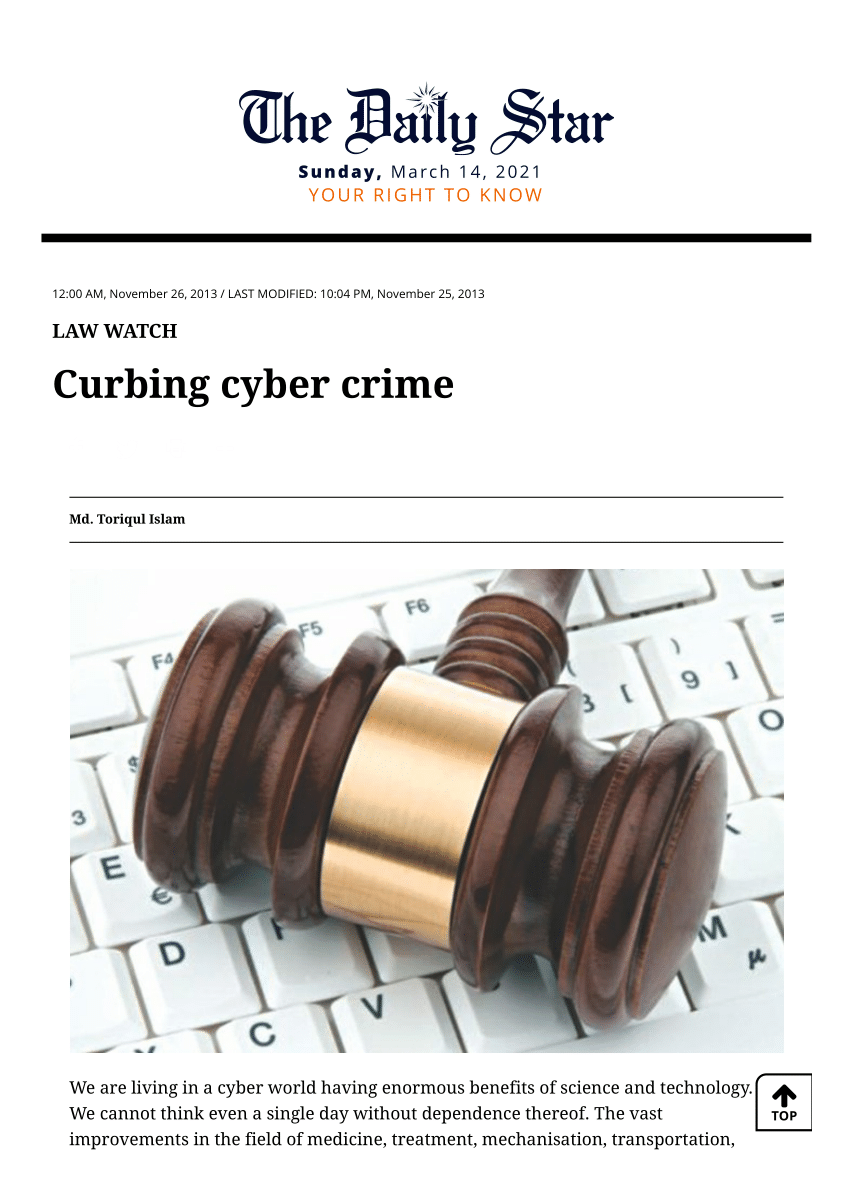 (PDF) Curbing cyber crime (Newspaper Article)