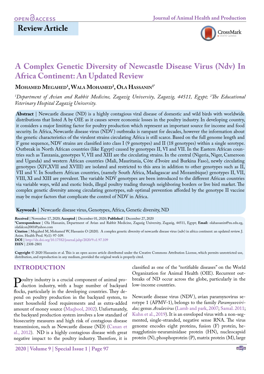 PDF) A Complex Genetic Diversity of Newcastle Disease Virus (Ndv 
