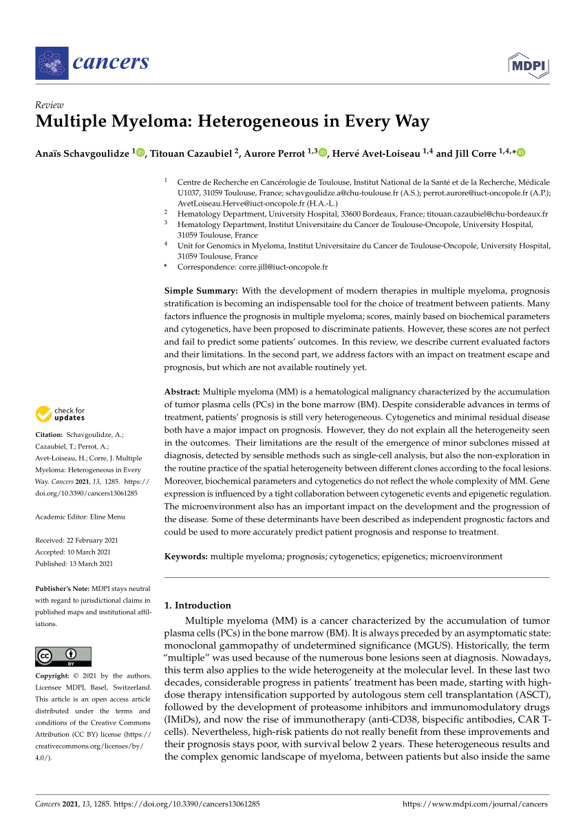 PDF Multiple Myeloma Heterogeneous in Every Way