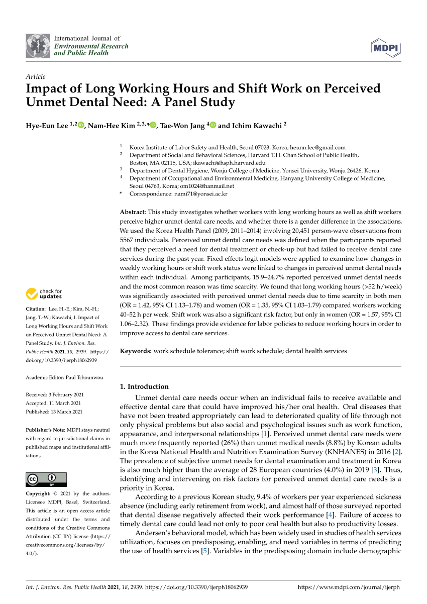 PDF Impact of Long Working Hours and Shift Work on Perceived  