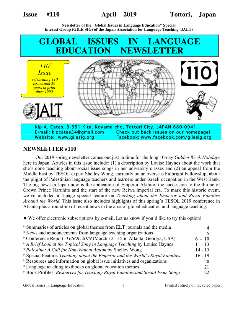 The Japan Association for Language Teaching  - JALT Publications