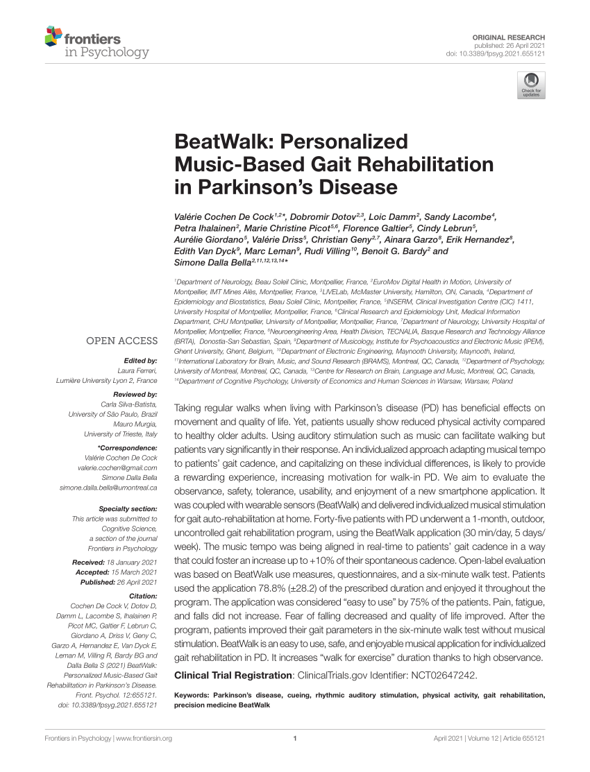 PDF BeatWalk Personalized Music Based Gait Rehabilitation in  