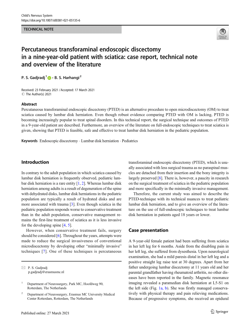 (PDF) Percutaneous transforaminal endoscopic discectomy in a nine-year ...