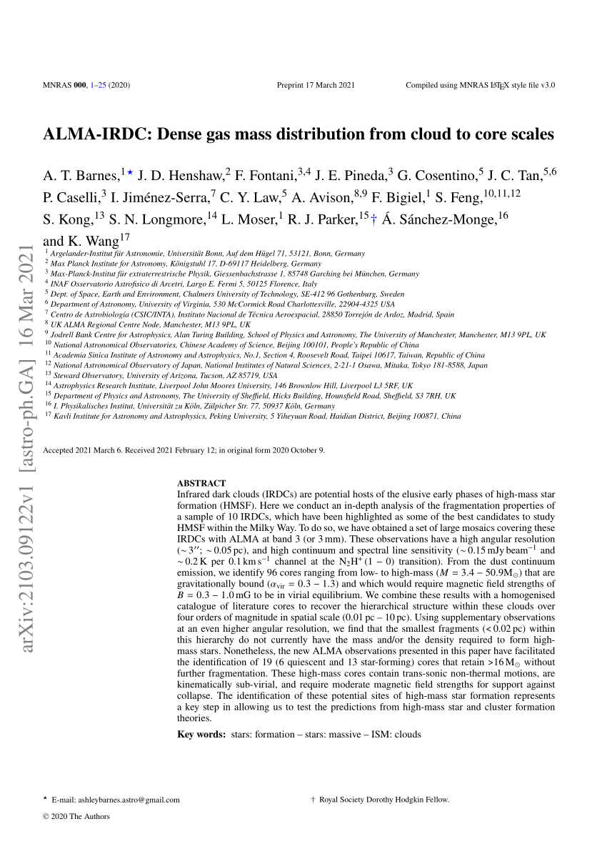 Pdf Alma Irdc Dense Gas Mass Distribution From Cloud To Core Scales