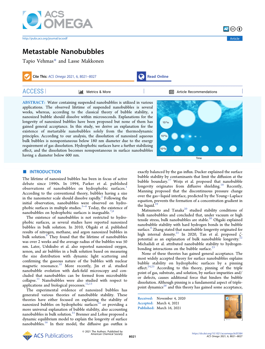 PDF) Metastable Nanobubbles