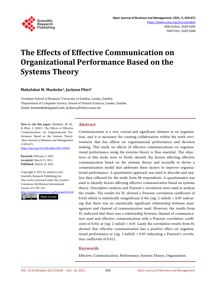 effectiveness of communication systems and practices