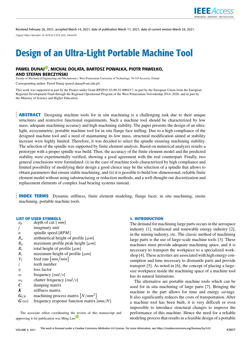 PDF) Design of an Ultra-Light Portable Machine Tool