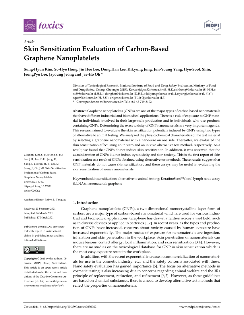 Pdf Skin Sensitization Evaluation Of Carbon Based Graphene Nanoplatelets