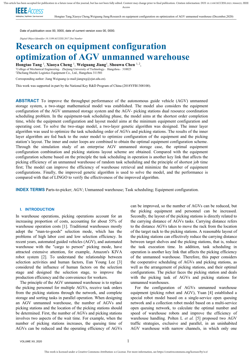 research on equipment configuration optimization of agv unmanned warehouse