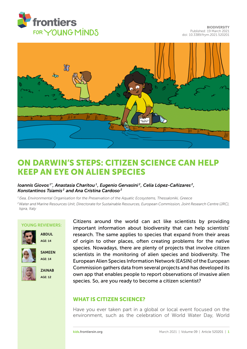 PDF) On Darwin's Steps: Citizen Science Can Help Keep an Eye on Alien  Species
