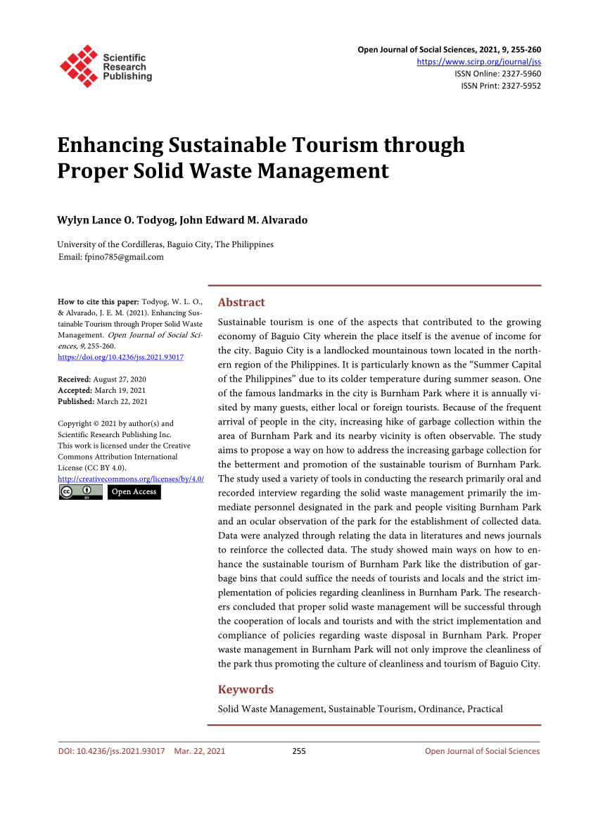 tourism and waste management pdf