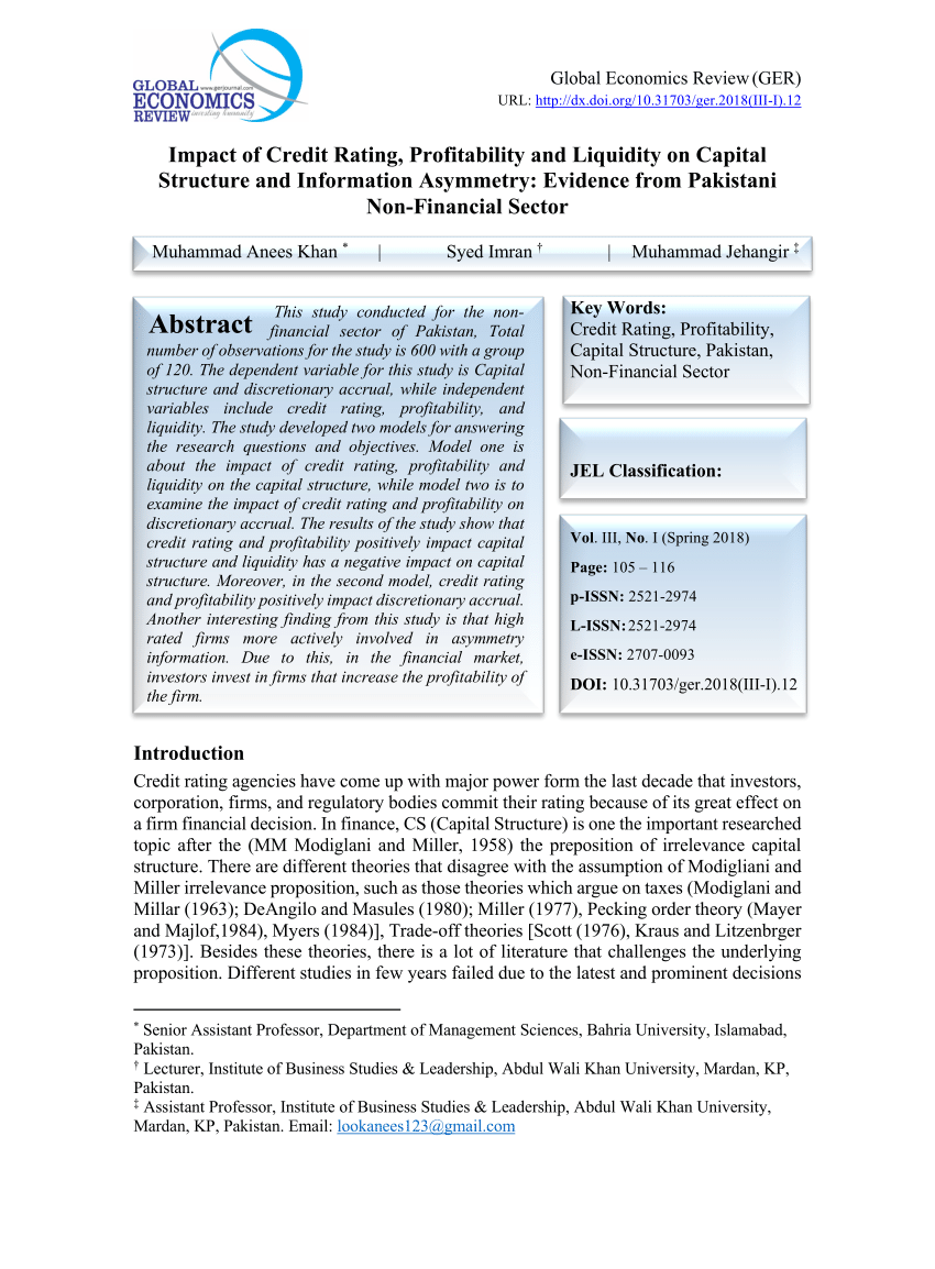 finance research topics in pakistan