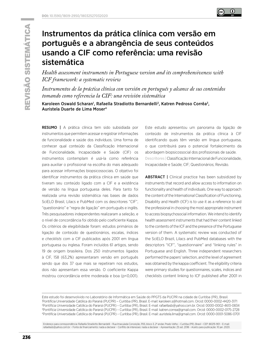 Resenha - Questionário STarT Back Screening Tool - Fisioterapia Ortopédica