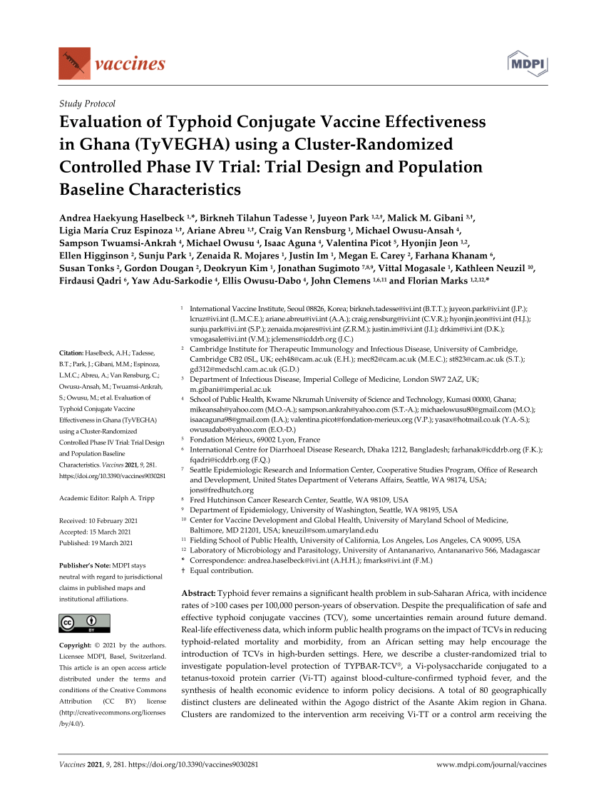 Assessment of vaccine herd protection in a cluster-randomised trial of Vi  conjugate vaccine against typhoid fever: results of further analysis -  eClinicalMedicine