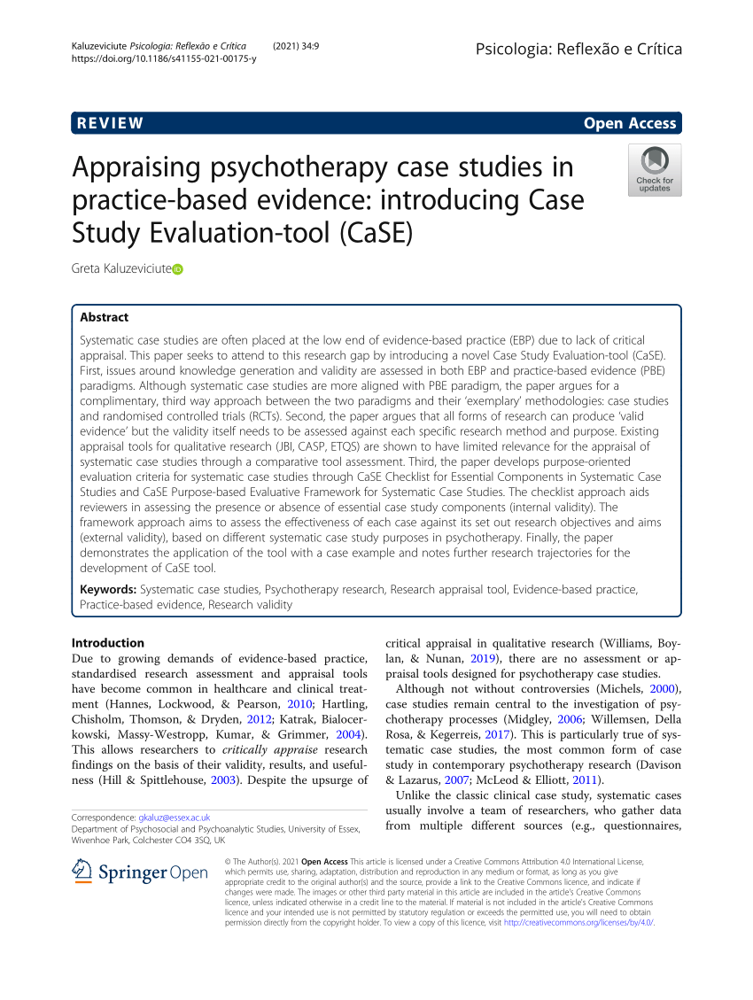 case study of psychotherapy