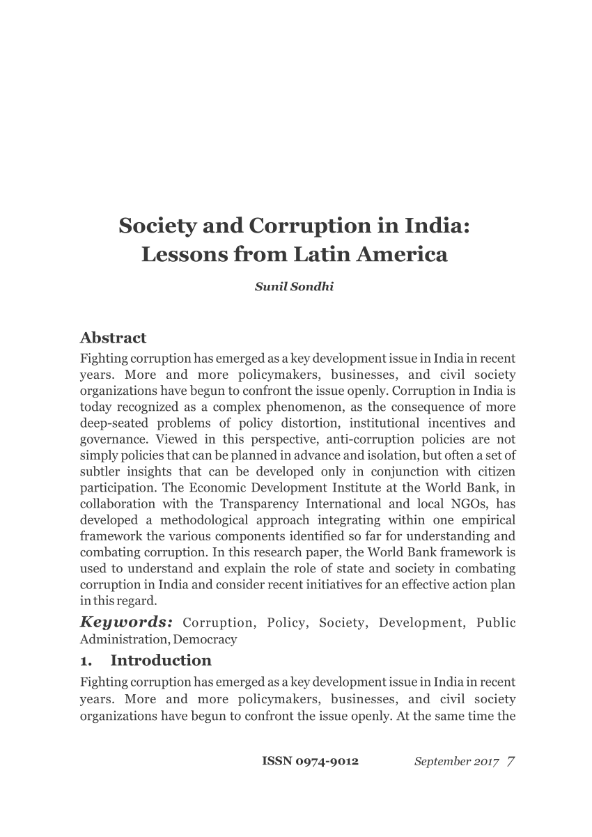 dissertation on corruption in india