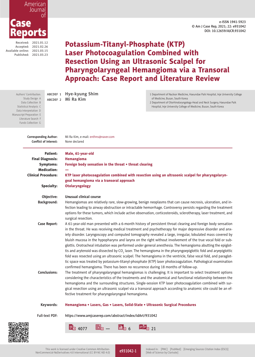 Pdf Potassium Titanyl Phosphate Ktp Laser Photocoagulation Combined With Resection Using An