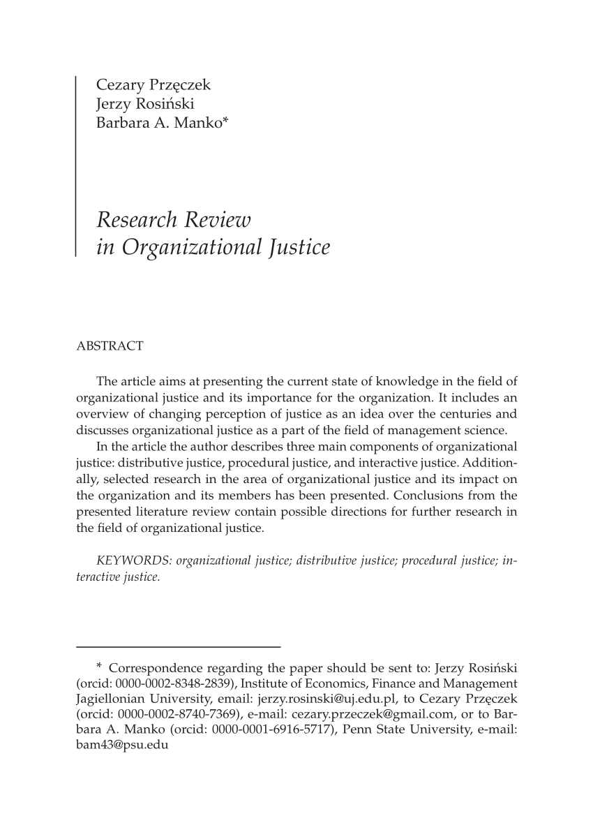 research paper on organizational justice