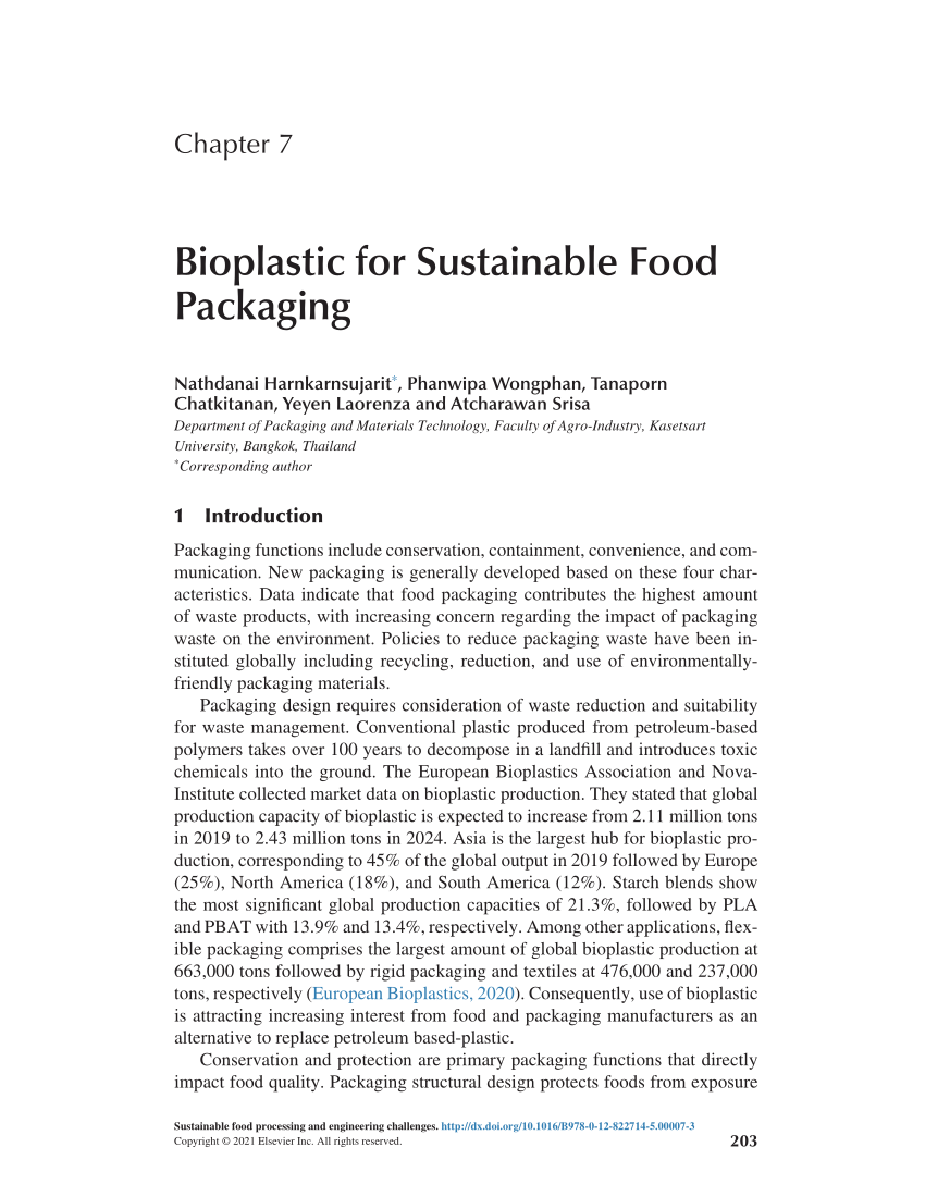 (PDF) Bioplastic for Sustainable Food Packaging
